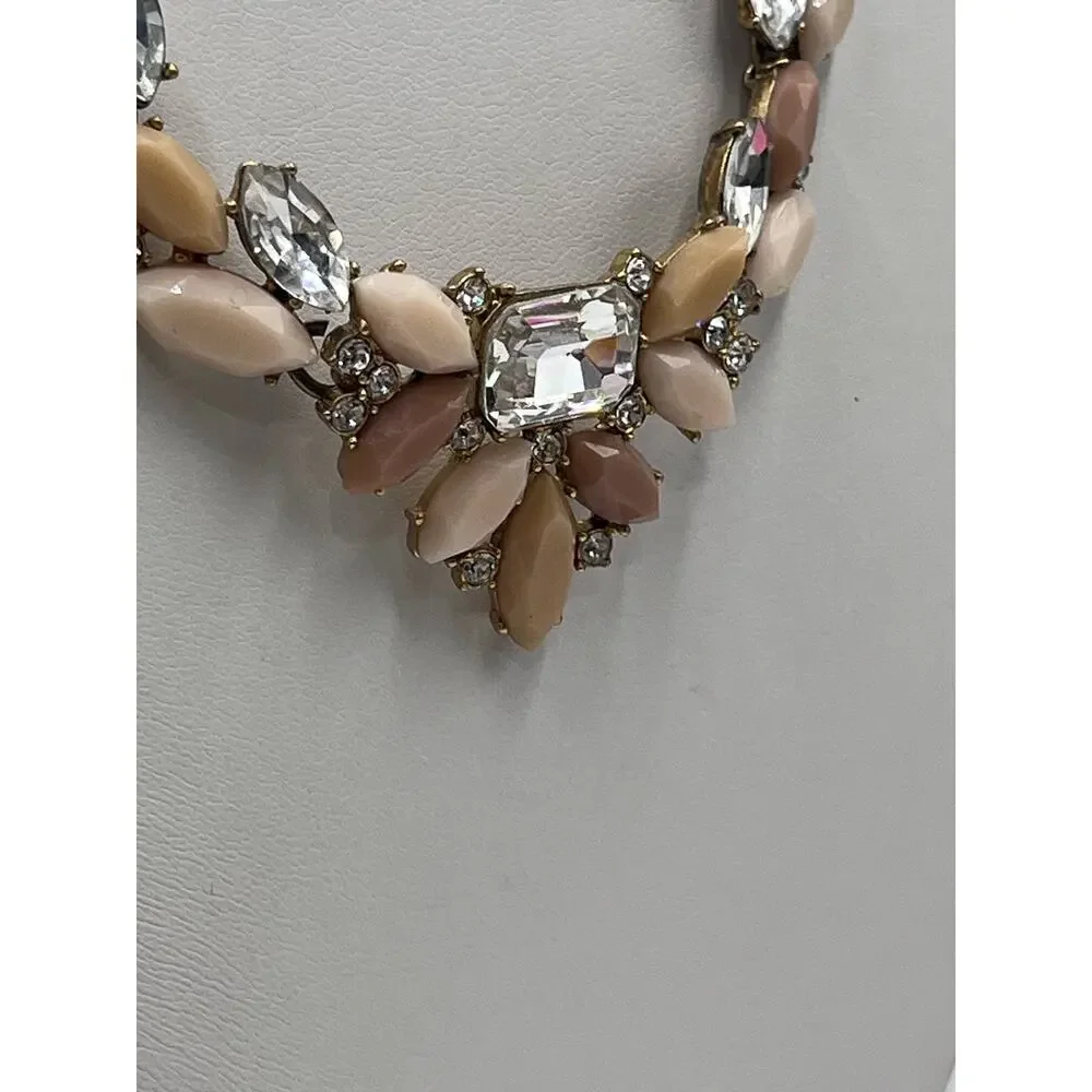 J.‎ Crew Pink, Beige, Blush Marquis Stones Crystals Pointed Vine Necklace